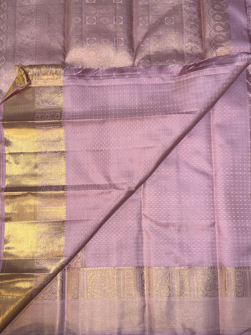 Kanchipuram Pastel Lavendar Silk Saree