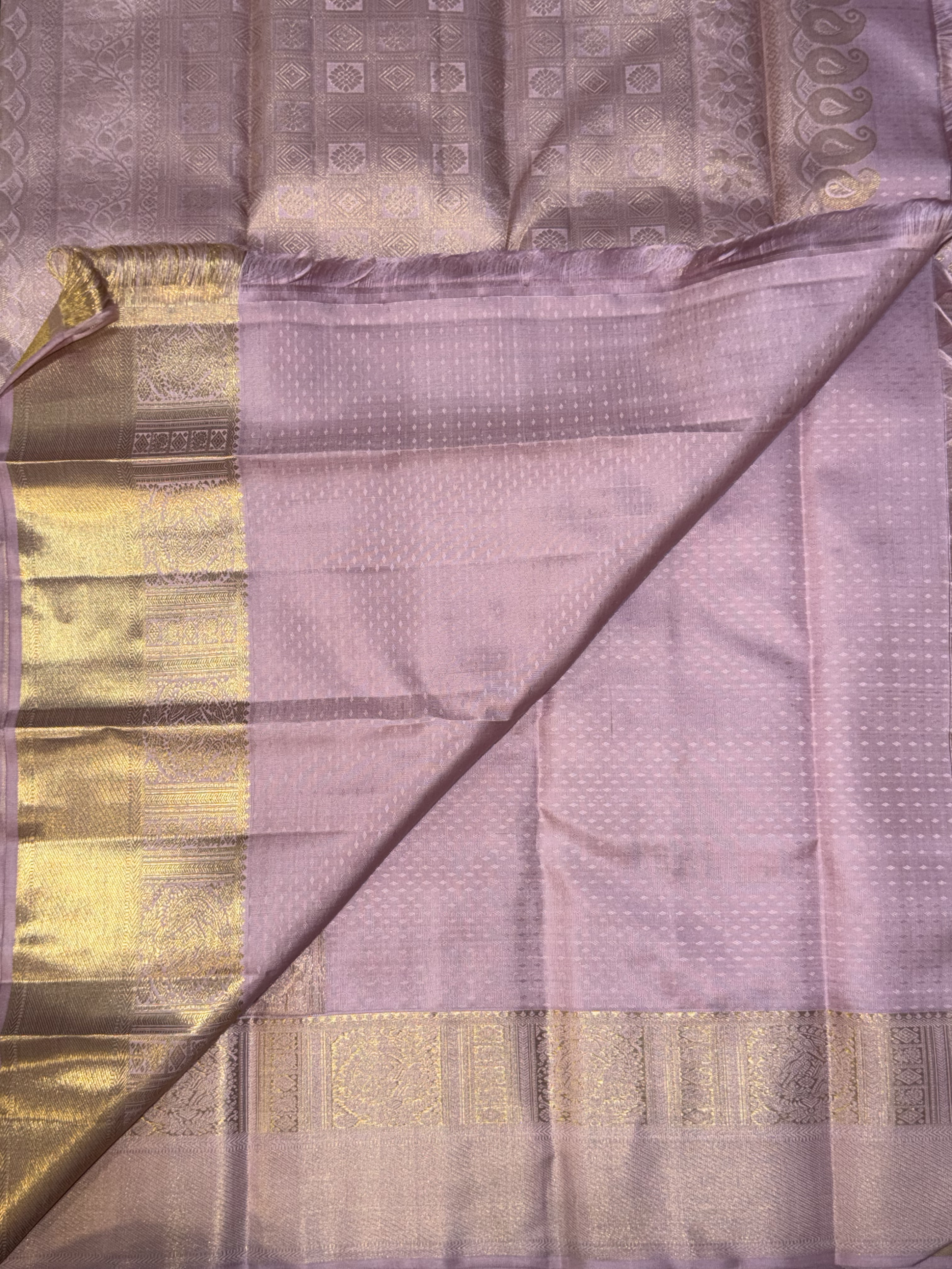 Kanchipuram Pastel Lavendar Silk Saree