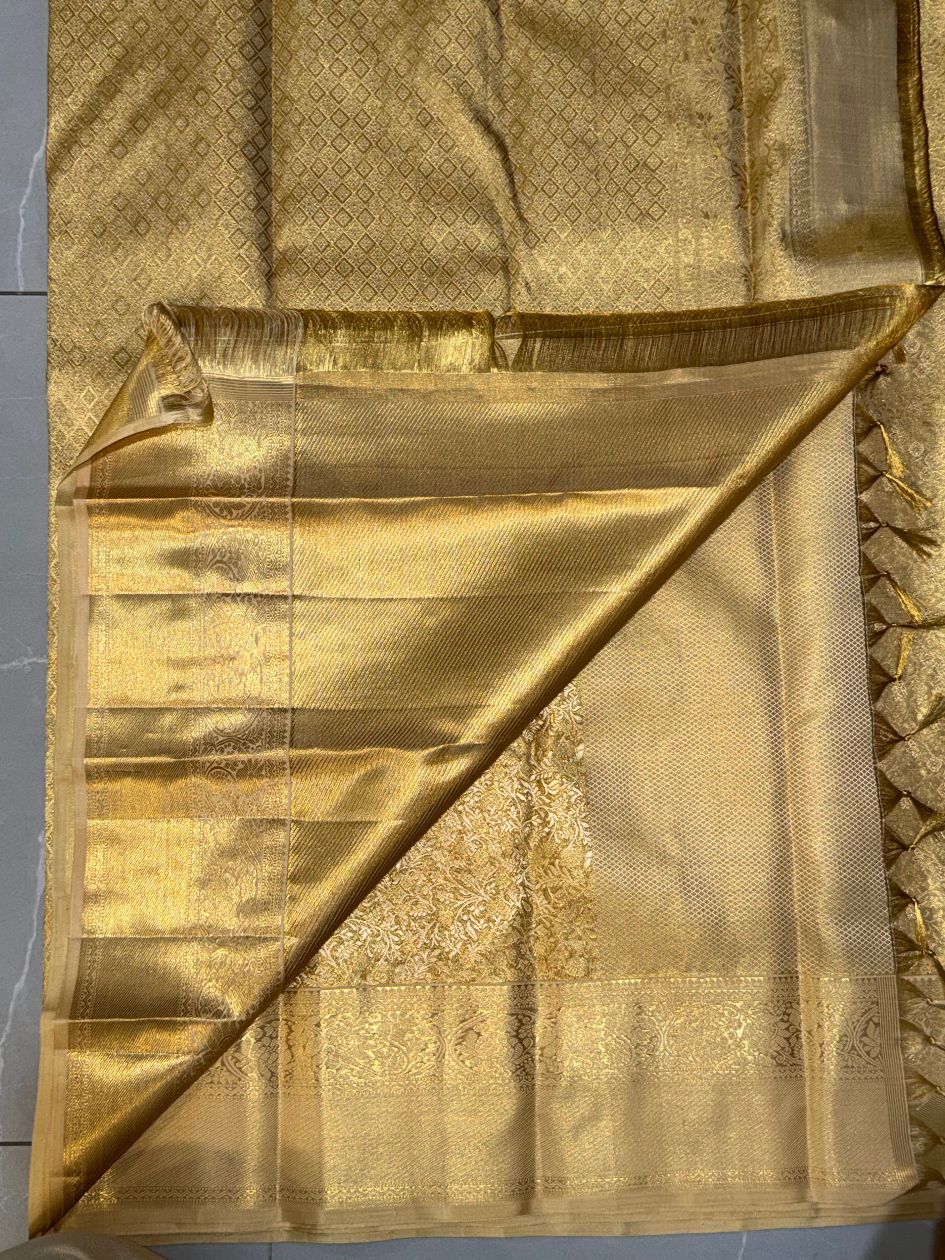 Kanchipuram Golden Tissue Silk Saree