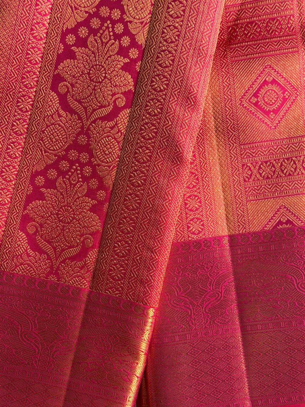 Rani Pink Kanchipuram Silk Saree with Rich Gold Zari Work