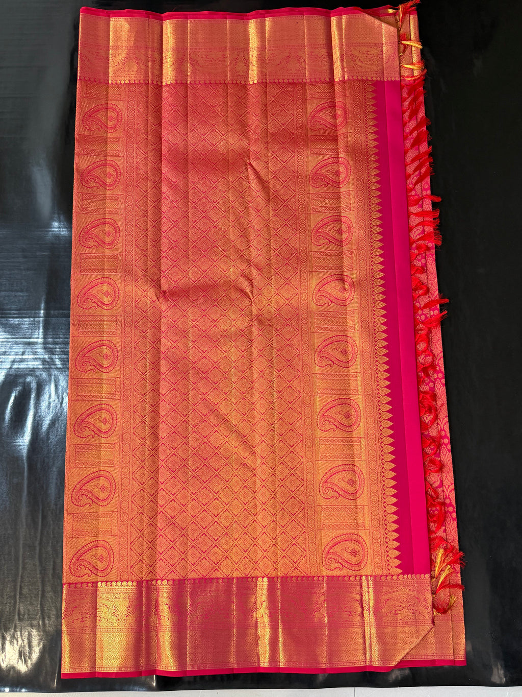 Rani Pink Kanchipuram Silk Saree with Rich Gold Zari Work