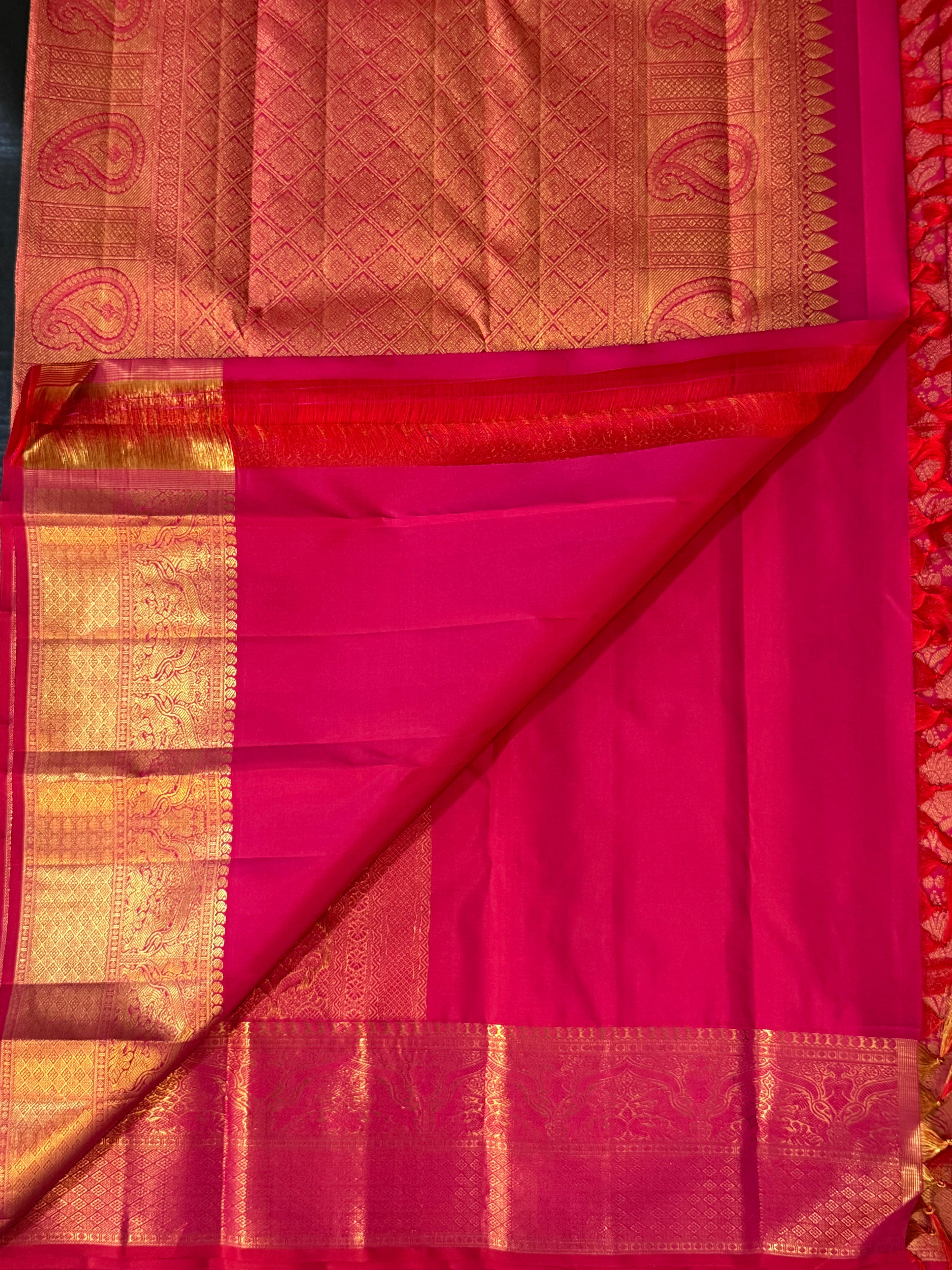 Rani Pink Kanchipuram Silk Saree with Rich Gold Zari Work
