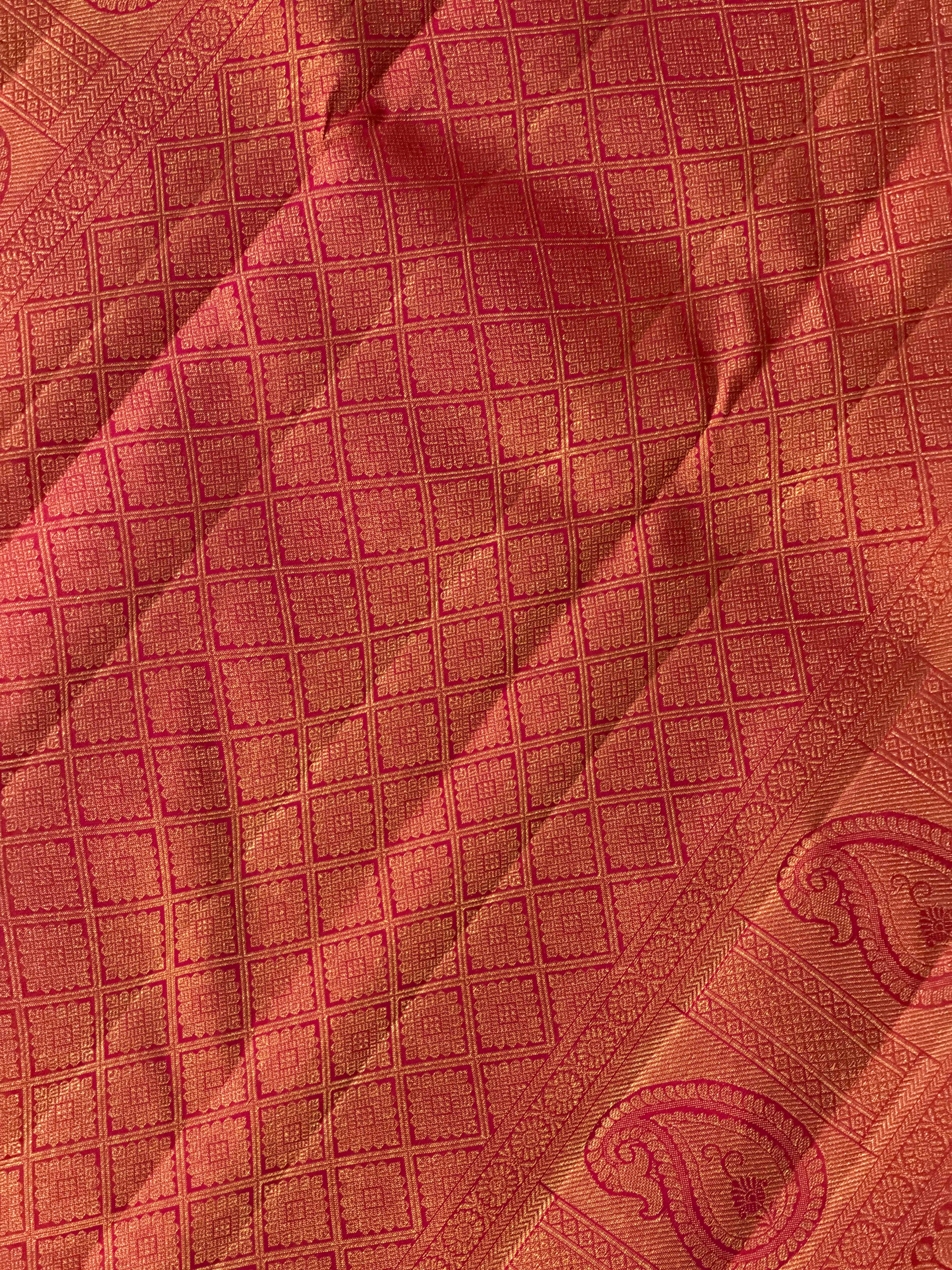 Rani Pink Kanchipuram Silk Saree with Rich Gold Zari Work
