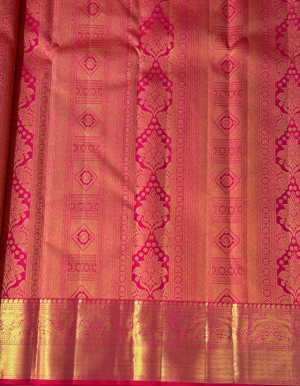 Rani Pink Kanchipuram Silk Saree with Rich Gold Zari Work