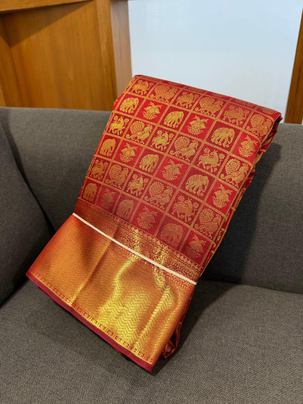 Kanchipuram Traditional Red Wedding Silk Saree