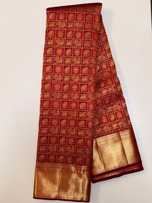 Kanchipuram Traditional Red Wedding Silk Saree