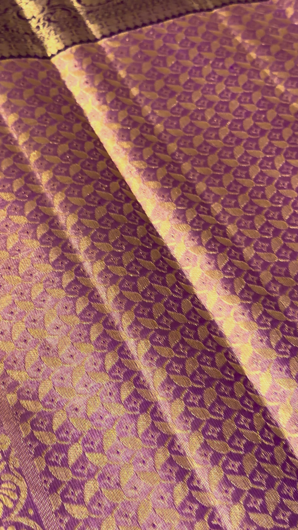 Soft Peach Korvai Kanchipuram Silk Saree with Contrast Purple Zari Border