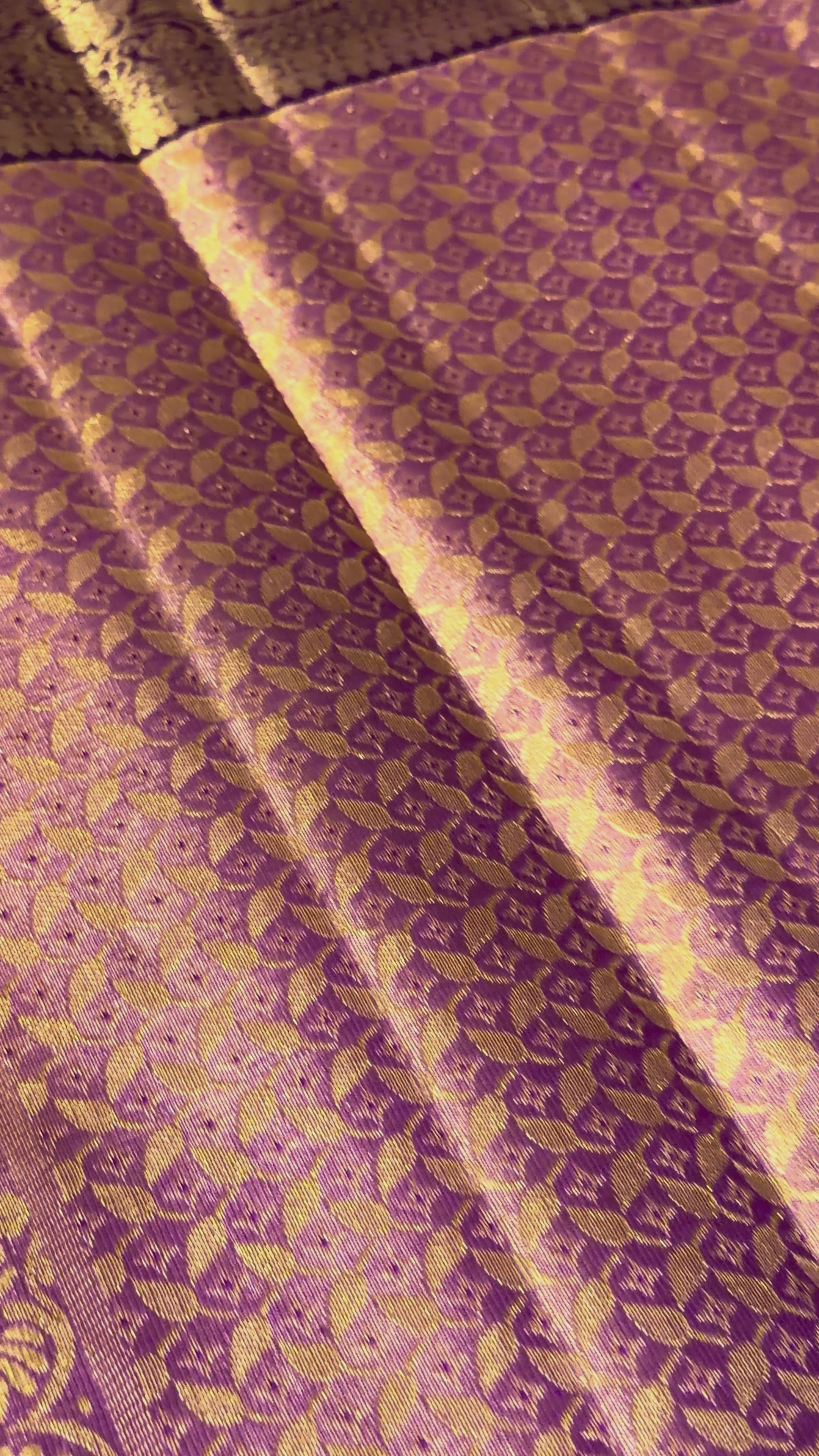 Soft Peach Korvai Kanchipuram Silk Saree with Contrast Purple Zari Border
